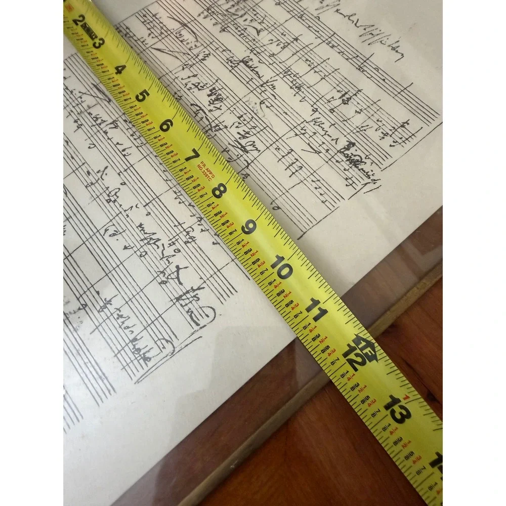Vintage Framed Handwritten Sheet Music Manuscript Print Brass Frame 12x17